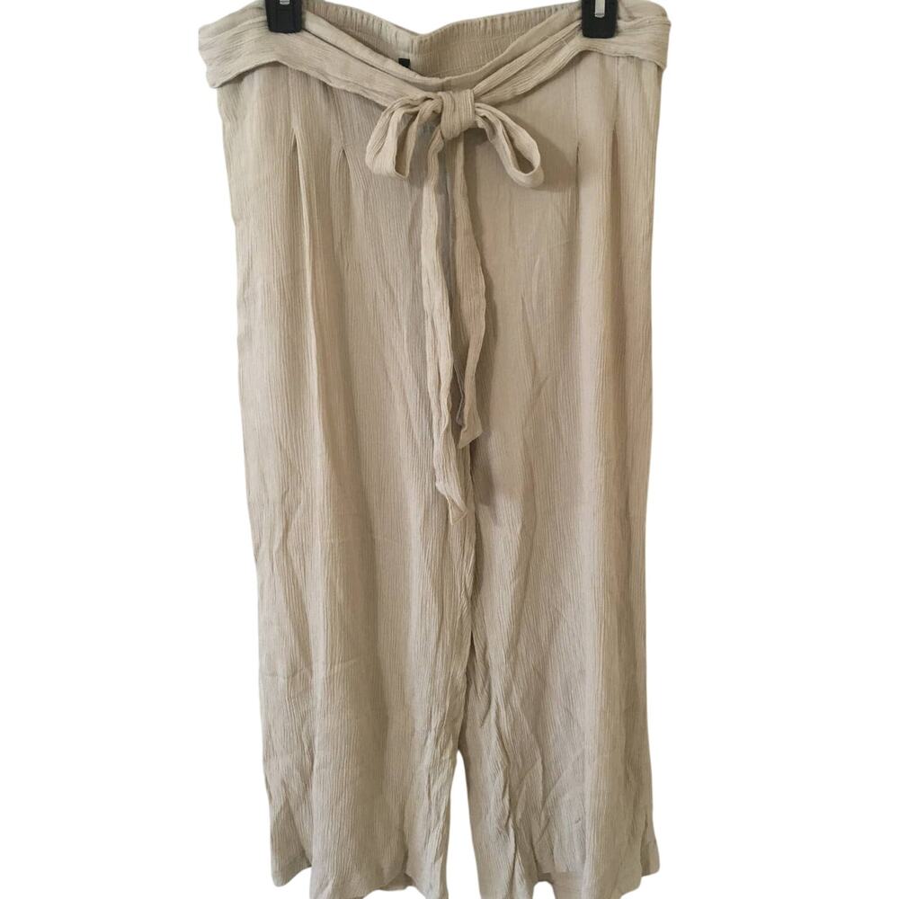 New Directions, Size 12, Palazio Pleated Crepe Material Tan Cropped Pants